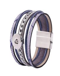 Bedelarmbanden est bohomia handgemaakte snap knoop armband strand sieraden fit 18 mm verwisselbaar lederen magnetische clasp38877977