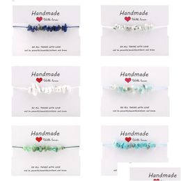 Pulseras con dijes Est Piedra de grava natural Pulsera con cuentas Joyería de moda para mujeres Hombres Colorf Cuerda trenzada hecha a mano Geometría Encantos Dhkhx