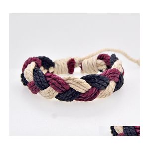 Bracelets de charme Ethnique Couleur Coton Tissu Main Corde Hit Couleur Modèle Bracelet Bracelet Accessoires Nanashop Drop Livraison Bijoux Dhqzc