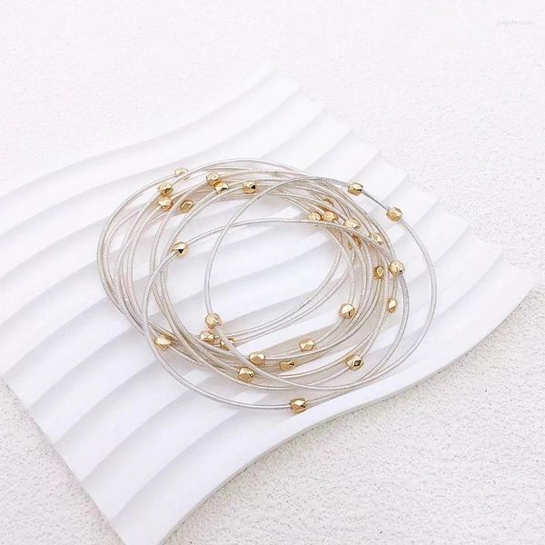 Bracelets de charme ethnique plaqué or métal ressort bracelet de perles ensemble pour femmes bijoux à la main 10pcs bricolage spirale CCB élastique couple bracelets