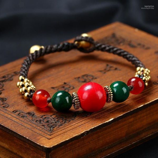 Bracelets porte-bonheur Bracelet de Style ethnique pour femmes perles népalaises bohème tissé à la main exquis rétro bijoux faits à la main Kent22
