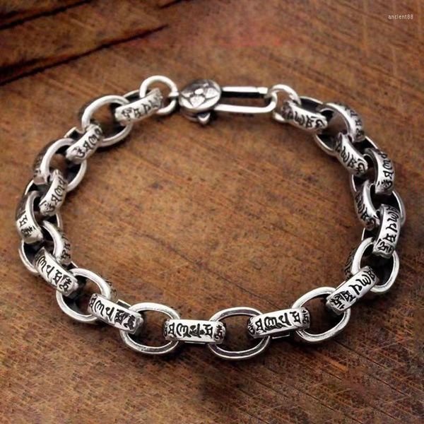 Bracelets porte-bonheur européens et américains 925 argent lettre Bracelet hommes femmes mode Hip Hop rétro Couple