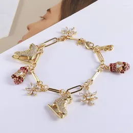 Bracelets de charme Style européen et américain Mode Simple Snowflake Skate Gants Gem Multi Pendentif Bracelet Femme