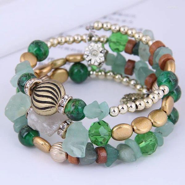 Bracelets de charme Tendance européenne et américaine Simple Style bohème pierre mixte multicouche Bracelet femme bijoux pour femme