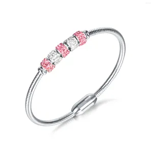 Bracelets de charme Mode européenne Bracelet en acier inoxydable Bracelet Pave Zircon Simple pour les femmes cadeau de fête d'anniversaire