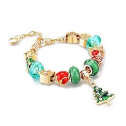 Bracelets de charme Style européen bricolage grand trou bracelet de perles cadeaux de noël pour les femmes arbre pendentif fruits rouges 3D étoile livraison directe juif Dhuaj
