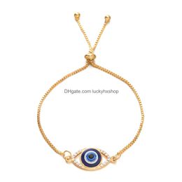 Bracelets de charme Bracelet Evil Eye Creux Lucky Diamond Pl-Out Drop Livraison Bijoux Dhvlt