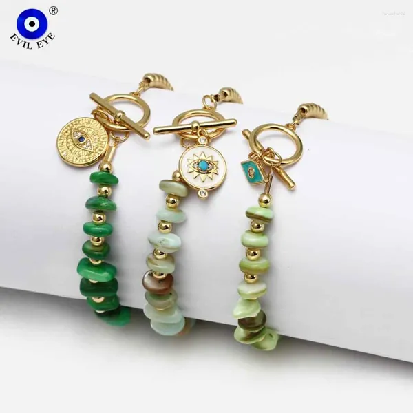 Bracelets de charme Evil Eye Micro Pave Zircon Turc Bracelet Multi Couleur Nature Pierre Perlée Pour Femmes Filles Hommes BE845