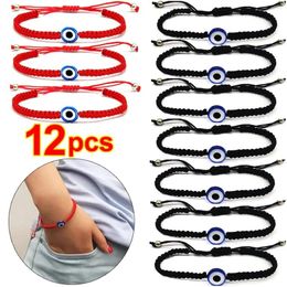 Charm Armbanden Boze Oog Rode Armband Vrouwen Mannen 7 Knoop Geluk Handgemaakte Gevlochten String Verstelbare Familie Vriendschap Paar Sieraden