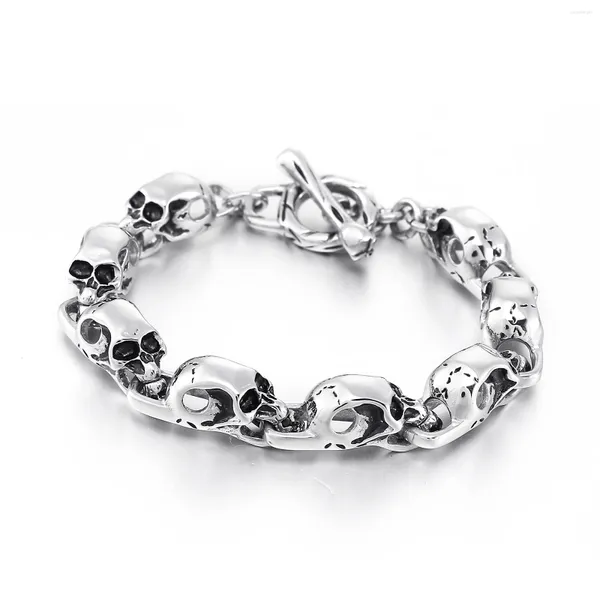 Pulseras de encanto Pulsera de hueso de cráneo malvado con cierre OT Hombres 316L Acero inoxidable 2024 Joyería de pulsera punk