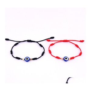 Bedelarmbanden kwade Turkse blauwe ogen armband weef handmatige armbanden zeven sectie rood touw verstelbaar ketting ornament 1 4JZ y2 dro dhkwo