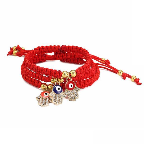 Bracelets de charme Evil Turkish Eye Lucky main tressé fil rouge bracelet pour femmes hommes corde réglable amitié bijoux cadeaux Dhjtw