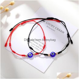 Bracelets de charme Mal turc Lucky Eye Bracelets pour femme à la main tressé rouge noir corde 7 noeuds bonne chance bijoux amitié Bracel Dh59J