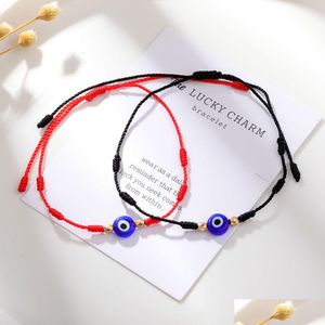 Bracelets de charme Mal Turc Lucky Eye Bracelets Pour Femmes À La Main Tressé Rouge Noir Corde 7 Noeuds Bonne Chance Bijoux Amis Dhgarden Dhnae