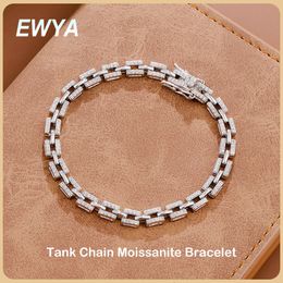 Charm Armbanden EWYA Luxe Designer Tank Chain Armband voor Vrouwen Party Bruiloft Fijne Sieraden S925 Sterling Zilveren Diamant 230921