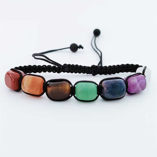 Pulseras con dijes Pulsera de tejido de cristal colorido exótico Pulsera de cristal sin forma hecha a mano Pulsera de tejido de piedra de energía de yoga F5VN