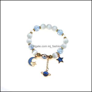 Bracelets de charme Explosion bijoux bohème natural pierre pop-corn cristal élégant étoile lune planète mti-element perle bracel mjfashion dht9w