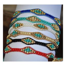 Bedelarmbanden prachtige boho vriendschap armband hand geweven touw rijst kralen kralen vintage exotische sieraden drop levering dhozq