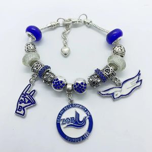 Bracelets de charme Exquis Lettre grecque Société ZETA PHI BETA Sororité Bouclier symbolique Pendentif en métal Big Hole Perles Bracelet Bracelet