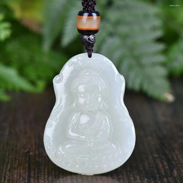 Bracelets de charme exquis Hetian Jade 50 37 mm de bon augure Ruyi Lotus Baby Bouddha Pendentif Ornement 4089 #