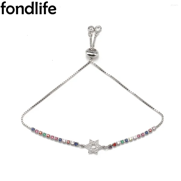 Bracelets de charme Exquis Hexagram Bracelet Star CZ Réglable Femme Cadeau Chaîne En Laiton Bijoux 2024 Tissé À La Main Lucky Red String Couples