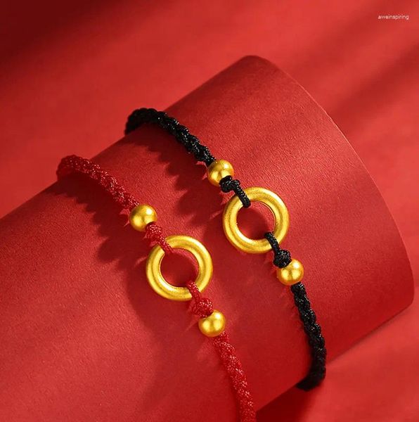 Pulseras de encanto exquisito vintage estilo chino hecho a mano trenzado pareja simple moda suerte cuerda roja