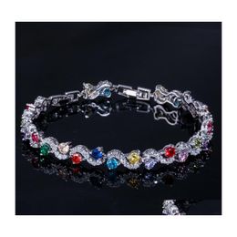 Bedelarmbanden prachtige dames sieraden armband rond Zwitserland AAA kubieke zirkonia rood wit groen ruby ​​18k goud vergulde sier beha dhi5s