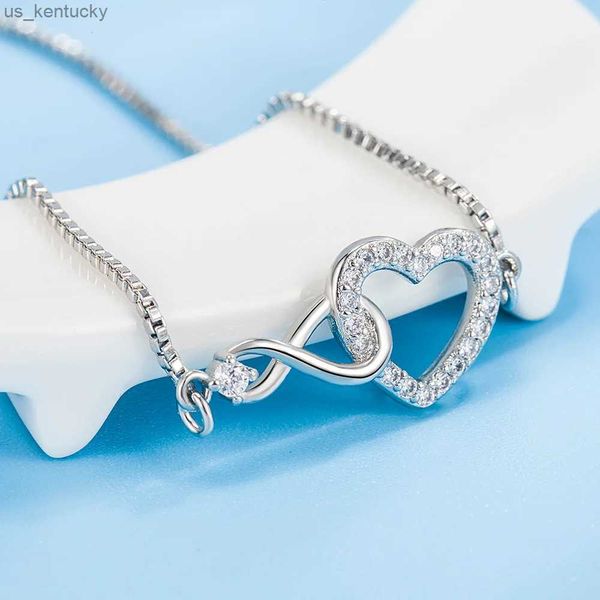 Pulseras con dijes, pulseras infinitas de amor infinito de circón exquisito para mujer, pulsera de cristal con forma de corazón, pluma, planeta, mariposa, joyería para fiesta para niñas R231107