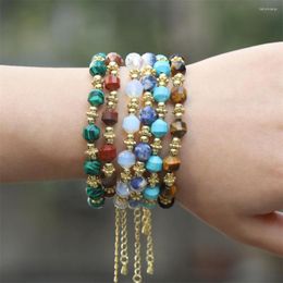 Bracelets de charme Eyika Tiger Eye Stone Bracelet extensible coloré perles de cuivre semi-précieuses bracelet réglable pour femmes hommes bijoux
