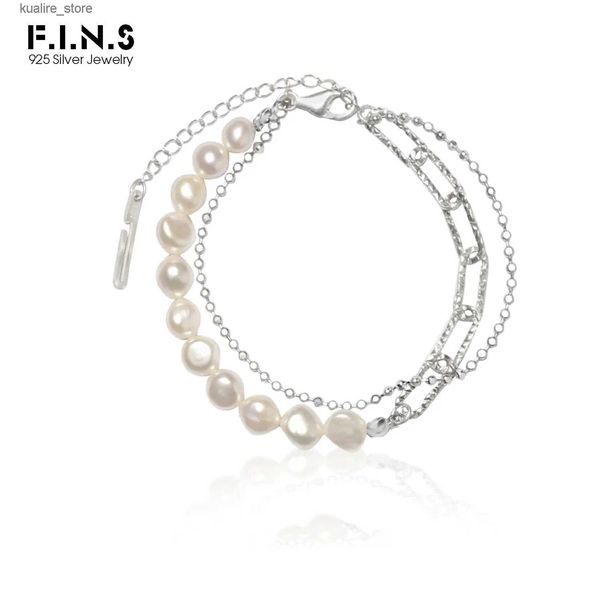 Bracelets de charme F.I.N.S fait à la main perle baroque véritable 925 chaîne en argent sterling enroulement argent 925 accessoire de bijoux de poignet fin L240322