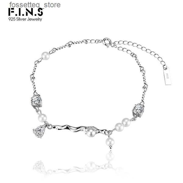 Pulseras con dijes F.I.N.S Coreano Pequeño S925 Perla de plata esterlina para mujeres de lujo Zircon Inlaid Charms S Boda Joyería Fina L240320