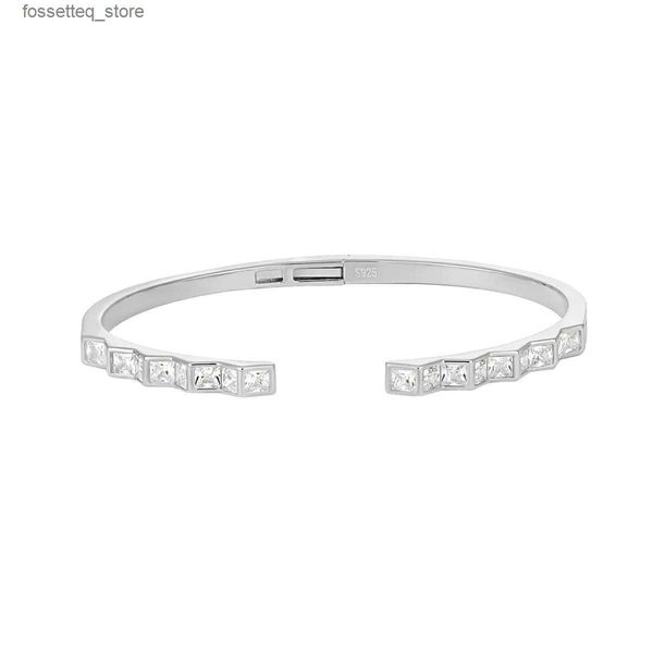 Bracelets de charme F.I.N.S tempérament géométrique carré Zircon S925 en argent Sterling or ouverture bracelets pour femmes minimaliste main bijoux fins L240311