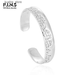 Bedelarmbanden F.I.N.S Trendy onregelmatige vloeibare metalen pure S925 sterling zilveren breirooster open manchet armbanden fijne polssieraden L240322