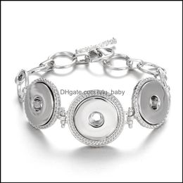 Bedelarmbanden fahion snap armband linkbanden charmes metalen armbanden voor vrouwen passen drie 18 mm snaps knop sieraden druppel d lulubaby dh0gy