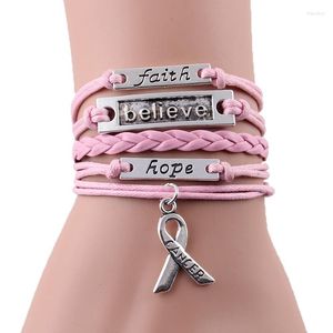Bedelarmbanden geloof geloof hoop dat borstkanker vrouwen armband bracelet stapt bewustwording wrappels voor sieradenaccessoires