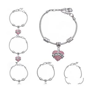 Bracelets porte-bonheur membre de la famille diamant amour coeur Bracelet cristal maman fille grand-mère croire foi espoir lettre bracelet pour femme moi Ot9Pi