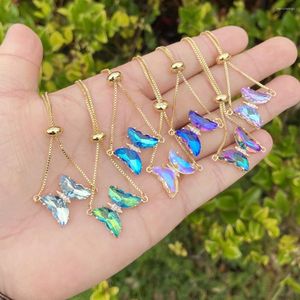 Bedelarmbanden mode 2023 sieraden kleurrijke zirkoon vlinderarmband gepersonaliseerd licht luxe 18k goud verguld voor vrouwen