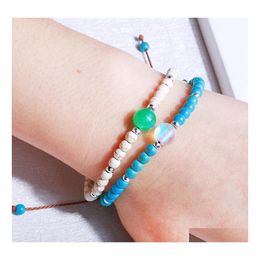 Bedelarmbanden mode 4mm turquoise kralen vrouwen vriendschap bohemia stijl geweven armband met maansteen kralen liefde gelukkige sieraden diy ot63d