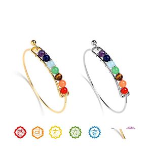 Charmarmbanden mode 7 chakra draad armband voor vrouwen yoga natuursteen kralen reiki spirituele boeddha gepersonaliseerde sieraden in drop d ot9nu