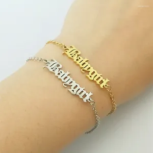 Bracelets de charme Fashion Babygirl Letter Bijoux pour femmes Chaîne en acier inoxydable Unique Old English Pulsera Hombre