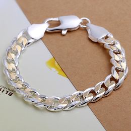 Bracelets porte-bonheur mode belle couleur argent 10 MM chaîne bijoux cadeau de haute qualité pour femmes hommes 230821