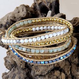 Bracelets de charme Mode Bohème Perles Bijoux Bracelet À La Main 5 Brins 4mm Pierres Naturelles Cristal Wrap Festival Cadeau DropShippers