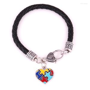 Bedelarmbanden modearmband voor unisex jigsaw puzzel patroon hart hanger depressie sieraden drie soorten lengte kettingdaling