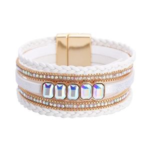 Bracelets porte-bonheur mode Bracelet dames bohème multicouche Wrap cuir tressé couleur cristal fille gros bracelets pour femmesCharme