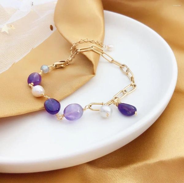 Bracelets de charme Bracelet de mode avec pierre de lune naturelle perle de cristal pour les femmes anniversaire cadeau de la mère fille anniversaire romantique