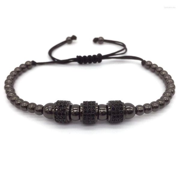 Bracelets de charme Marque de mode Hommes Bracelet Tressé Macramé Bijoux Anil Arjanda Unisexe Pave CZ 4MM Perles De Cuivre CadeauCharm BraceletsCharm Lar