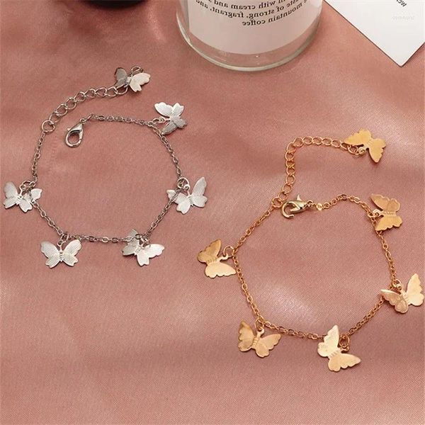 Bracelets de charme Mode Papillon Cheville Pour Femmes Bijoux De Pied Été Plage Pieds Nus Bracelet Cheville Sur La Jambe Sangle Bohème Accessoires