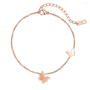Charm Armbanden Mode Vlinder Vrouwelijke Rose Goud Kleur Rvs Hand Chain Link Armband Voor Vrouwen Sieraden Gift