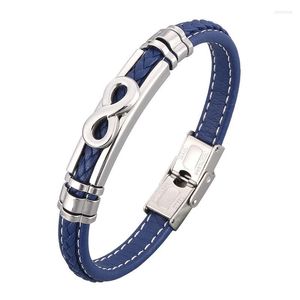 Bracelets de charme Mode Casual Bijoux Hommes Bracelets En Cuir Infinity Boucle En Acier Inoxydable Mâle Bracelet Cadeau D'anniversaire SP1039 Kent22