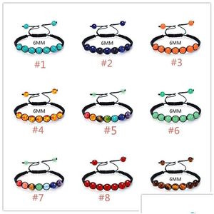 Charm Armbanden Mode Chakra Armband 6Mm Kralen Colorf Tijgeroog Turquoise Natuursteen Yoga Voor Vrouwen Mannen Drop Levering Sieraden Dhaw8